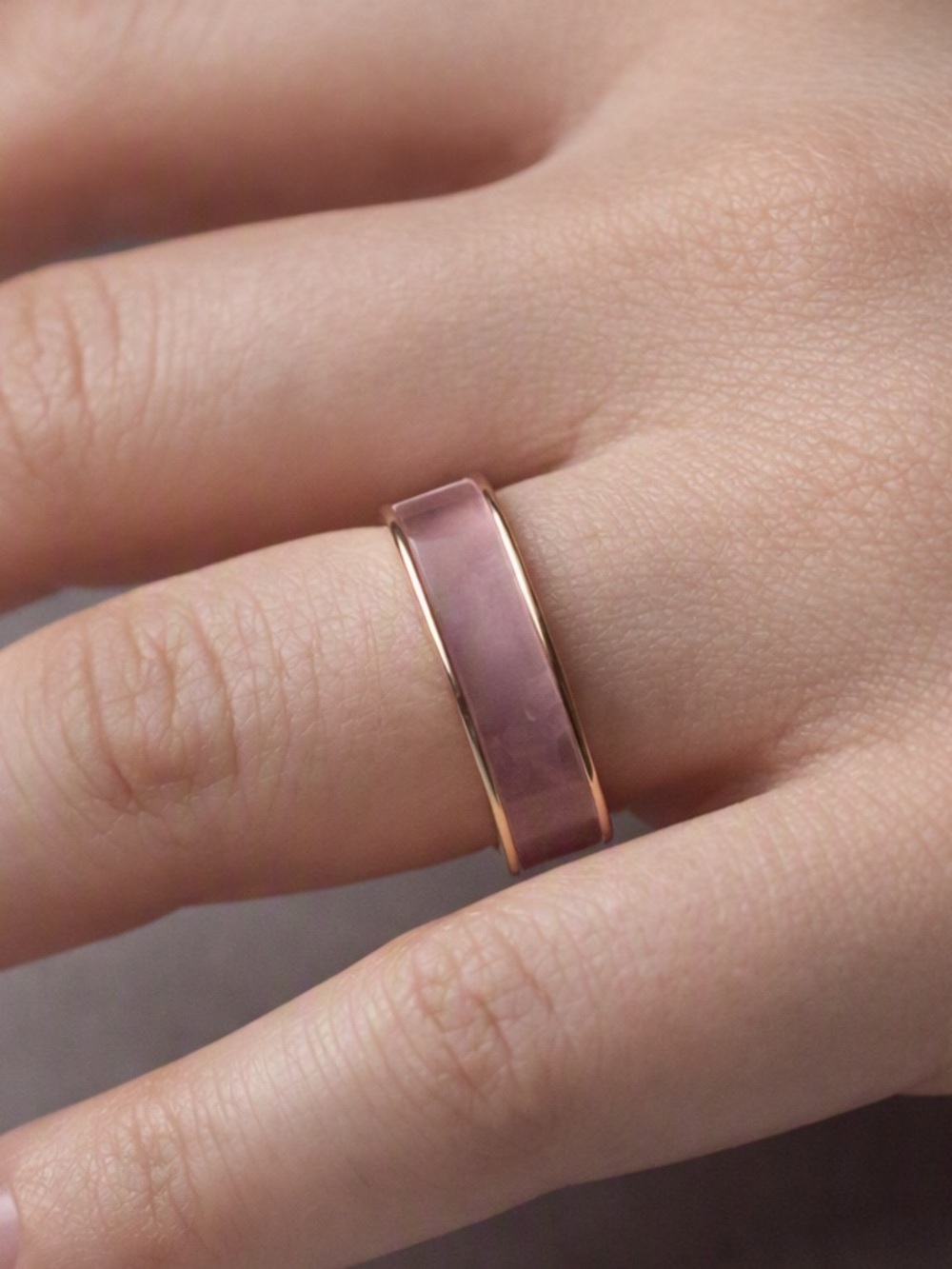 5/$25 Rose-Pink Enamel Band Hexagon Ring - Women's Fashion Jewelry Size